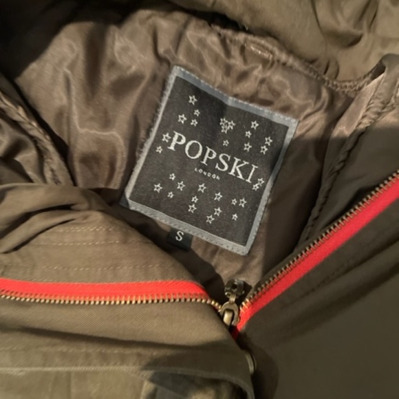 Popski Army Green Jacket with Raccoon Fur Collar - Picture 4 of 6